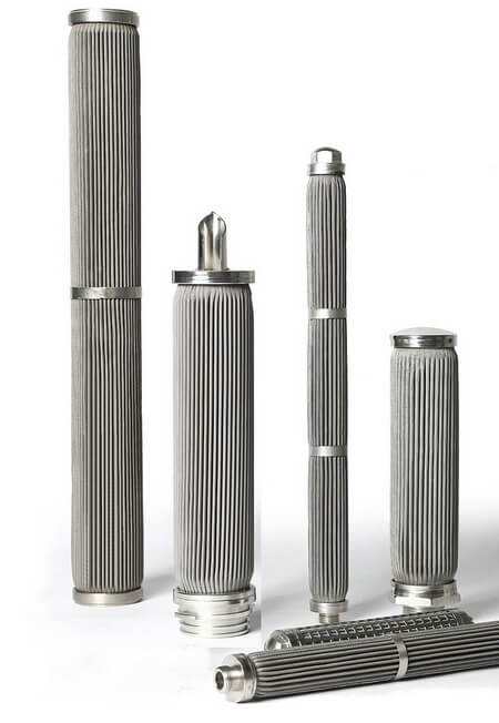 Cartucce filtranti metalliche cilindriche pieghettate