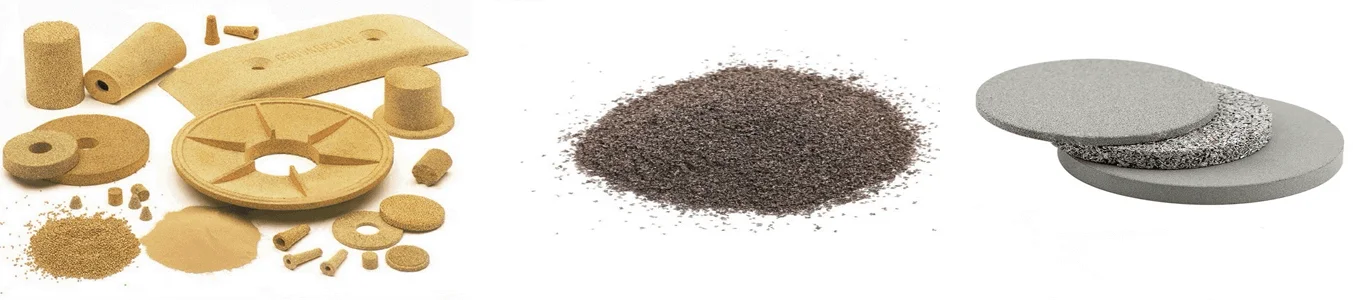 Polveri metalliche e componenti porosi sinterizzati in diverse forme