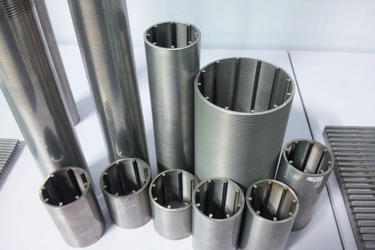 Gamma di tubi e cilindri wedge wire in acciaio inox