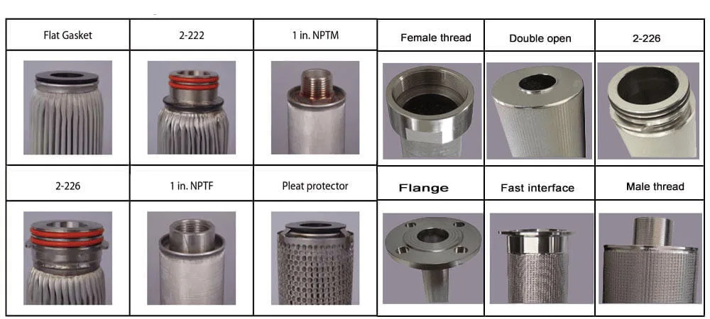 Esempi di interfacce terminali per elementi filtranti sinterizzati