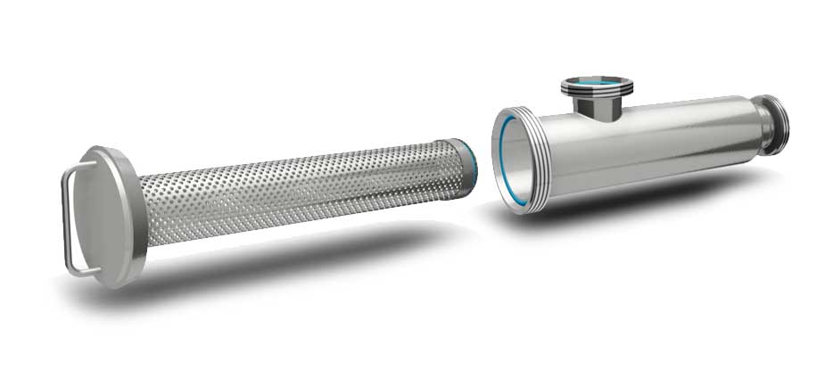 Corpo del filtro angolare con elemento estraibile in acciaio inox