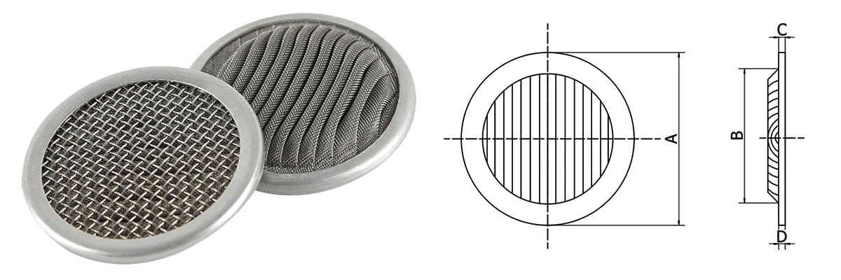 Disegno dimensionale del disco pieghettato con bordo piano