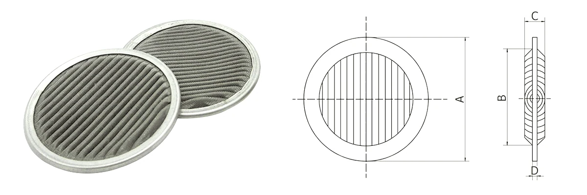 Disegno dimensionale del disco con bordo e lato pieghettati