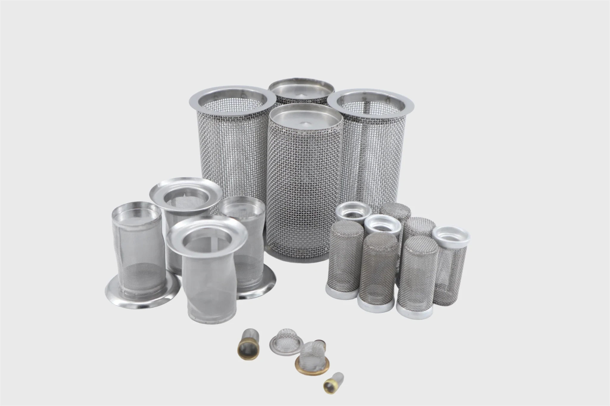 Filtro a rete in acciaio inox in configurazione cilindrica