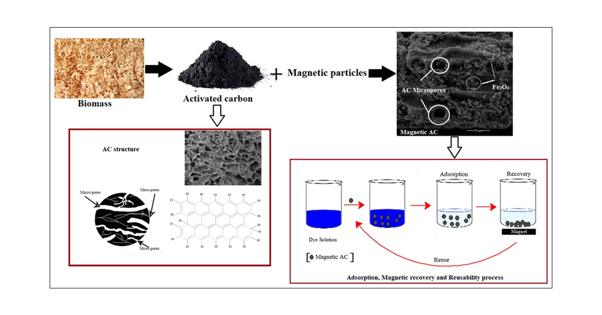 Produzione e recupero magnetico di carbone attivo da biomassa